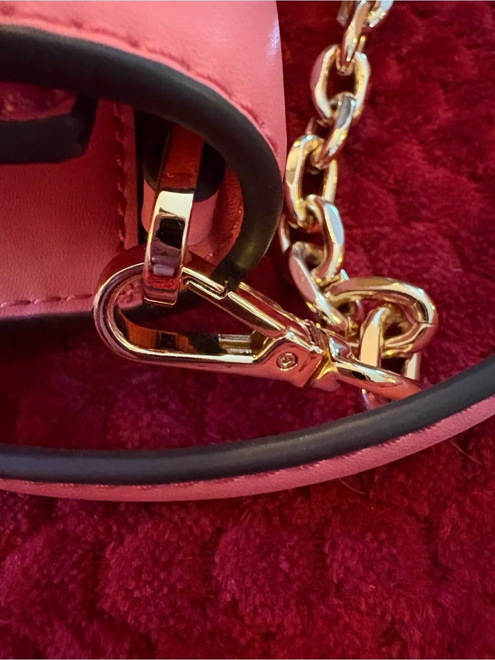 Michael Kors Cece Small Leather Chain Crossbody Shoulder Bag Pink Gold Tone